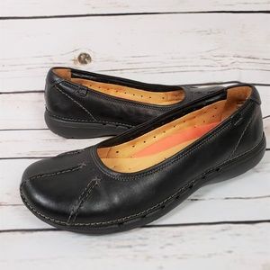 Clarks Unstructured Womens Black Leather Slip On